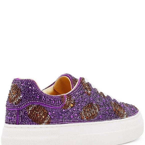 Blue by Betsey Johnson Sidny Football Print Rhinestone Platform Sneakers - Picture 3 of 6